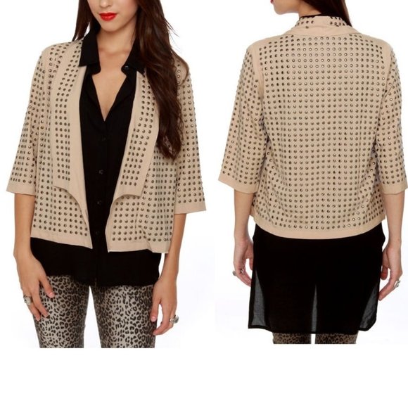 Blaque Label Studfest Studded Beige Jacket - Picture 1 of 5
